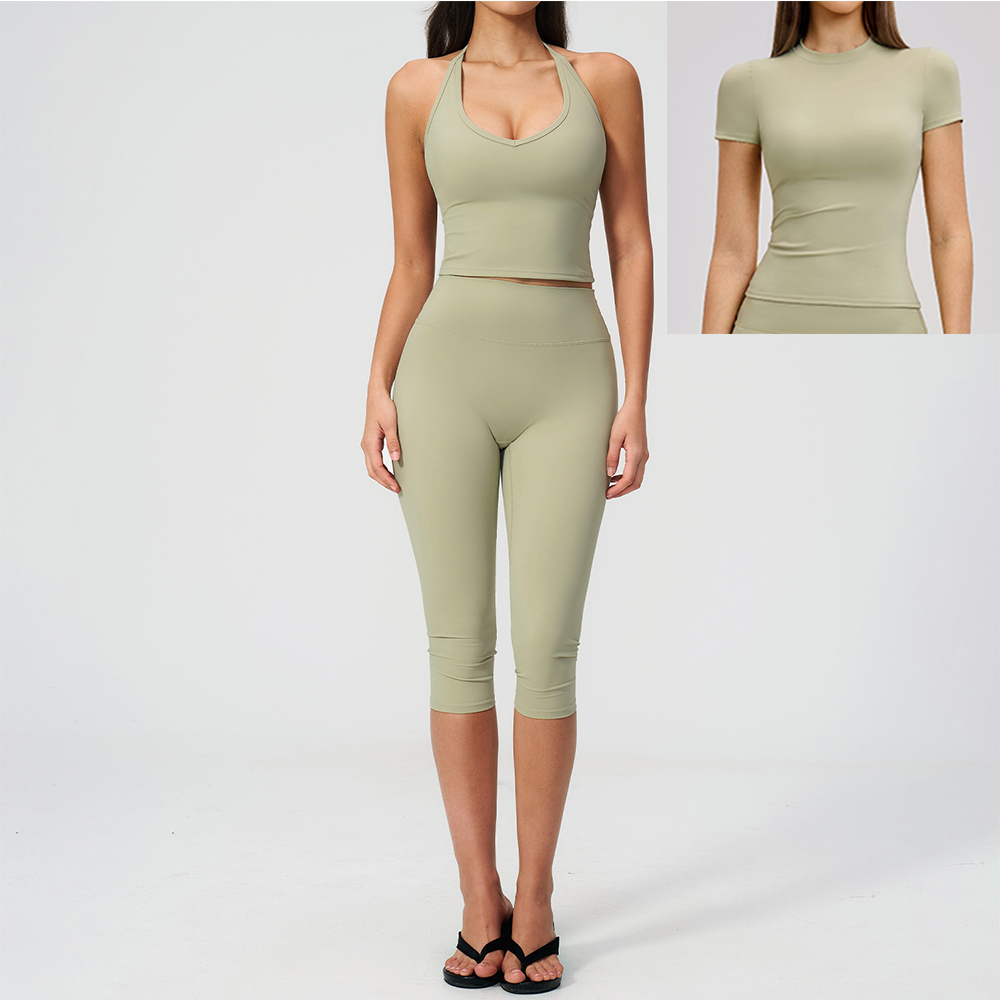 Set Yoga Wanita Halter Ruched  - Pilates Yoga Logo ulasan dan harga